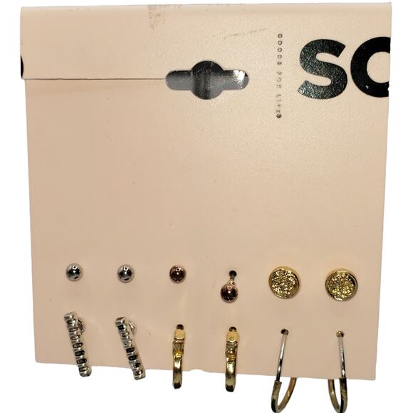 5/15 NWT 6 pairs of SO gold and silver tone earrings - Picture 1 of 2